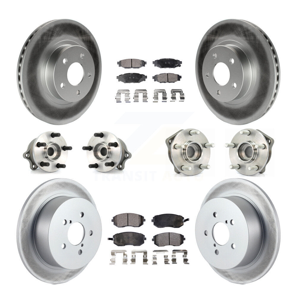 Hub Bearing Coated Disc Brake Rotor Pads Front Rear Kit (10Pc) For Subaru Legacy
