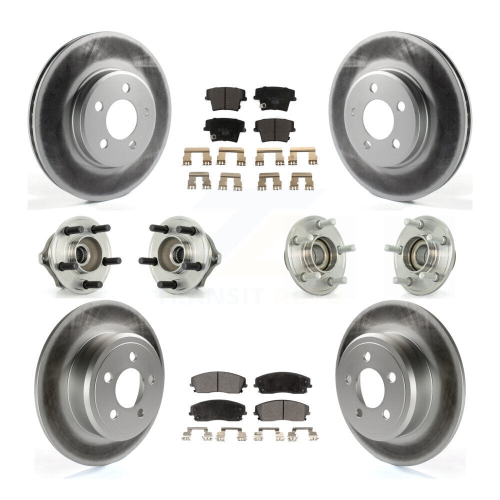 Hub Bearing Coated Brake Rotor Pads Front Rear Kit (10Pc) For Chrysler 300 Dodge