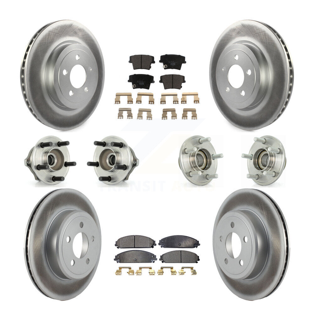 Hub Bearing Coated Brake Rotor Pads Front Rear Kit (10Pc) For Chrysler 300 Dodge