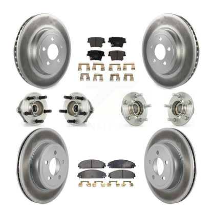 Hub Bearing Coated Brake Rotor Pads Front Rear Kit (10Pc) For Chrysler 300 Dodge