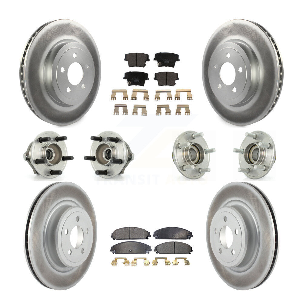 Hub Bearing Coated Disc Brake Rotor Pads Front Rear Kit (10Pc) For Dodge Charger