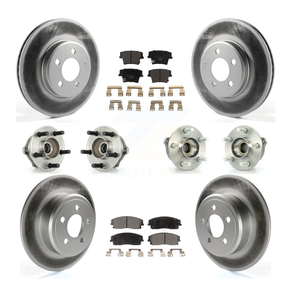 Hub Bearing Coat Brake Rotor Pads Front Rear Kit (10Pc) For Dodge Charger Magnum
