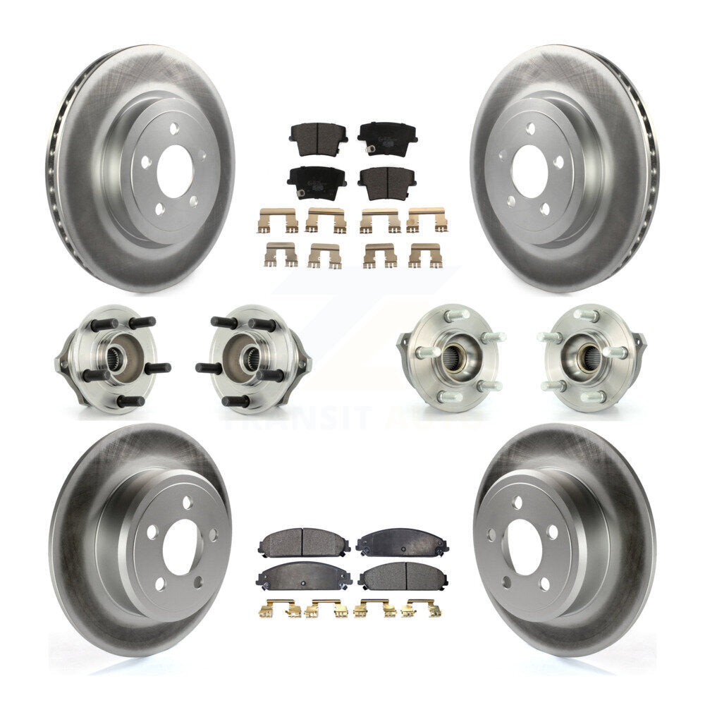 Hub Bearing Coated Disc Brake Rotor & Pad Front Rear Kit (10Pc) For Chrysler 300