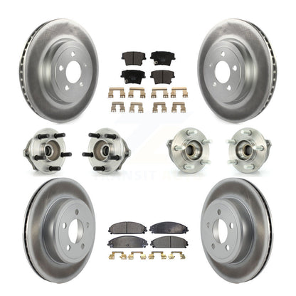 Hub Bearing Coated Brake Rotor Pads Front Rear Kit (10Pc) For Chrysler 300 Dodge