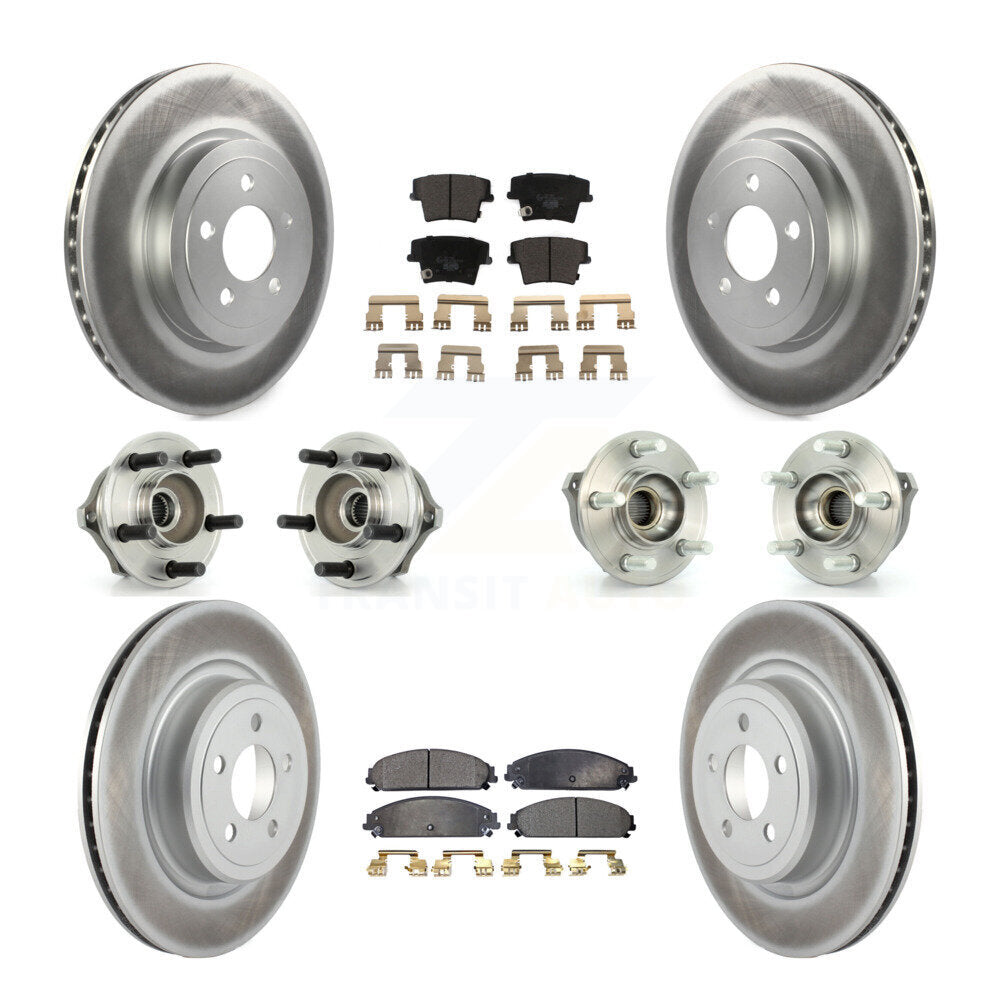 Hub Bearing Coated Disc Brake Rotor Pads Front Rear Kit (10Pc) For Dodge Charger