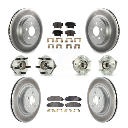Hub Bearing Coated Disc Brake Rotor Pads Front Rear Kit (10Pc) For Dodge Charger