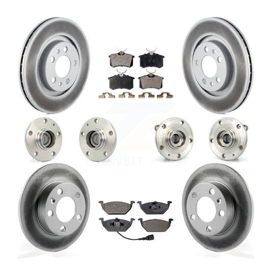 Hub Bearing Coated Brake Rotor & Pads Front Rear Kit (10Pc) For Volkswagen Jetta