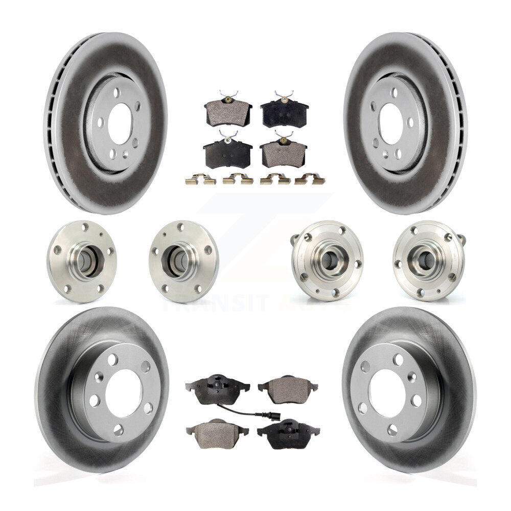 Hub Bearing Coated Brake Rotor & Pads Front Rear Kit (10Pc) For Volkswagen Jetta