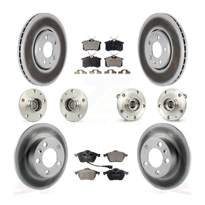 Hub Bearing Coated Brake Rotor & Pads Front Rear Kit (10Pc) For Volkswagen Jetta