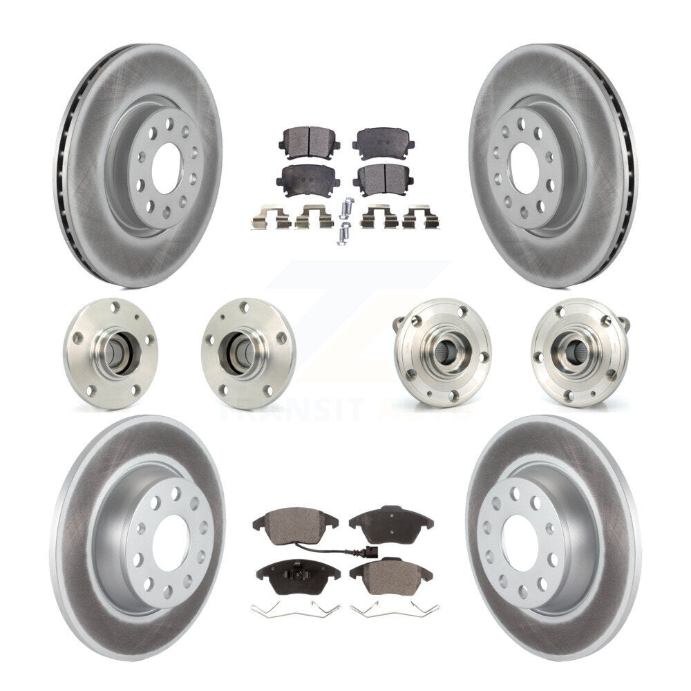 Hub Bearing Coat Brake Rotor Pad Front Rear Kit (10Pc) For Volkswagen Passat Eos