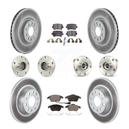 Hub Bearing Coat Brake Rotor Pad Front Rear Kit (10Pc) For Volkswagen Passat Eos