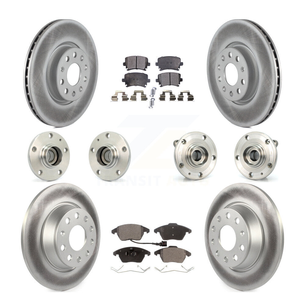 Hub Bearing Coat Brake Rotor Pads Front Rear Kit (10Pc) For Volkswagen CC Passat