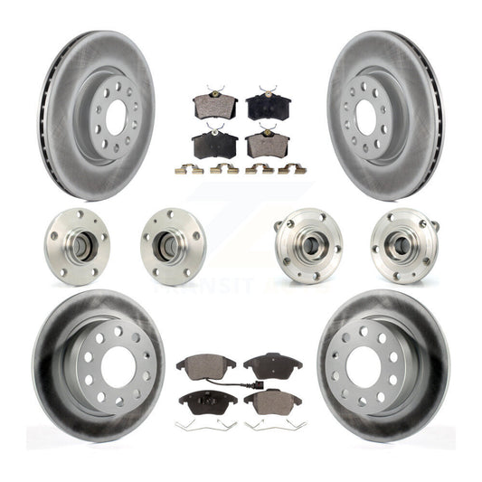Hub Bearing Coated Brake Rotor & Pads Front Rear Kit (10Pc) For Volkswagen Jetta