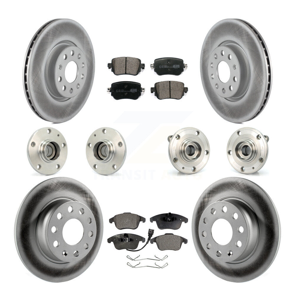 Hub Bearing Coated Brake Rotor & Pad Front Rear Kit (10Pc) For Volkswagen Passat