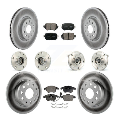 Hub Bearing Coated Brake Rotor & Pad Front Rear Kit (10Pc) For Volkswagen Passat