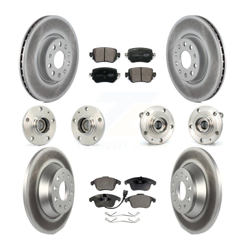 Hub Bearing Coated Brake Rotor & Pad Front Rear Kit (10Pc) For 2016-2018 Audi Q3