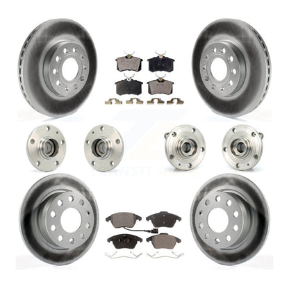 Hub Bearing Coated Brake Rotor & Pads Front Rear Kit (10Pc) For Volkswagen Jetta