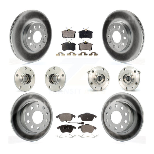 Hub Bearing Coated Brake Rotor & Pads Front Rear Kit (10Pc) For Volkswagen Jetta