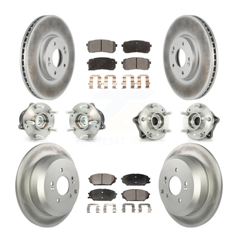 Hub Bearing Coat Brake Rotor Pads Front Rear Kit (10Pc) For Hyundai Veracruz FWD