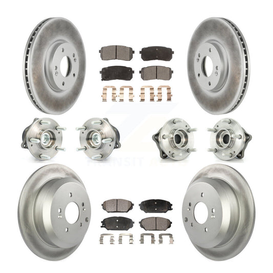 Hub Bearing Coat Brake Rotor Pads Front Rear Kit (10Pc) For Hyundai Veracruz FWD