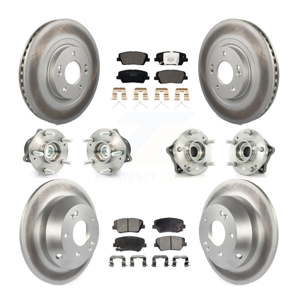 Hub Bearing Coat Brake Rotor Pad Front Rear Kit (10Pc) For 14-15 Kia Sorento FWD