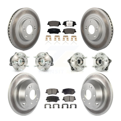 Hub Bearing Coat Brake Rotor Pad Front Rear Kit (10Pc) For 14-15 Kia Sorento FWD