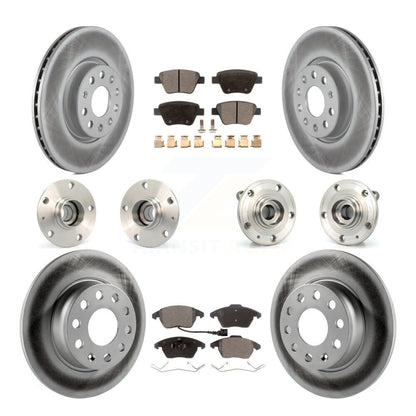 Hub Bearing Coated Disc Brake Rotor Pad Front Rear Kit (10Pc) For Volkswagen GTI