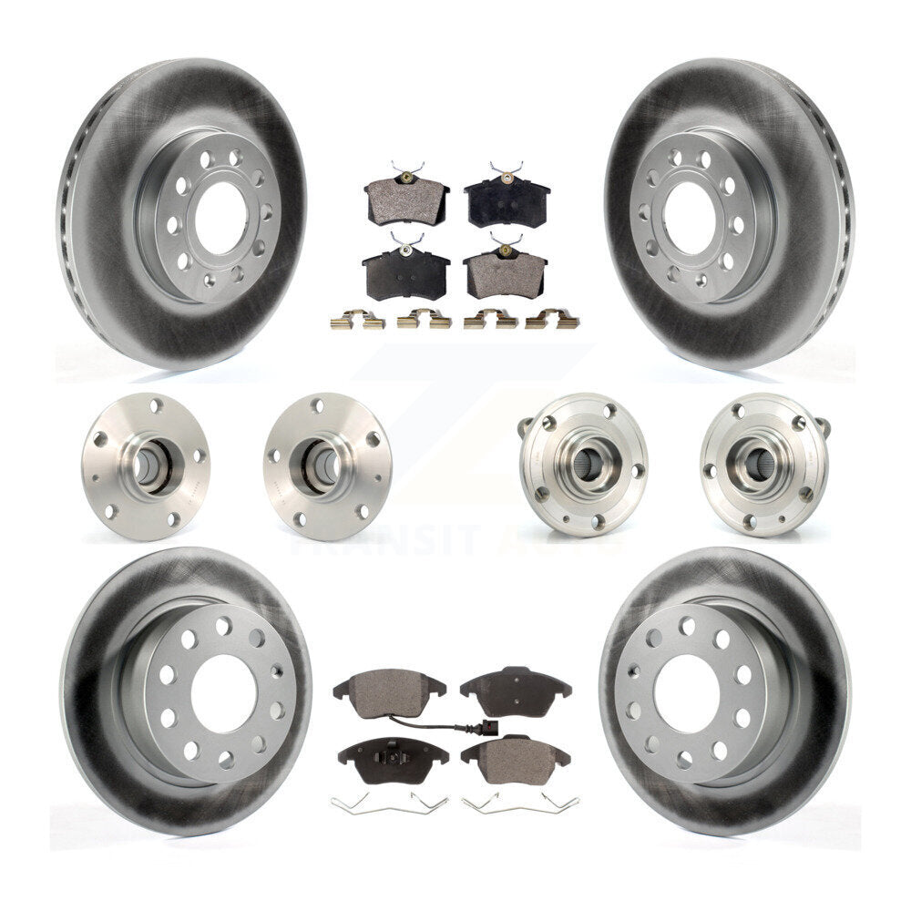 Hub Bearing Coated Brake Rotor & Pad Front Rear Kit (10Pc) For Volkswagen Beetle