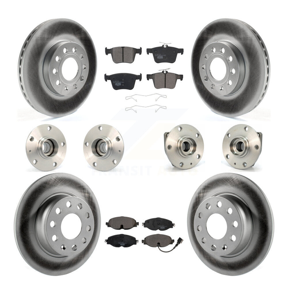 Hub Bearing Coated Brake Rotor & Pad Front Rear Kit (10Pc) For Volkswagen e-Golf