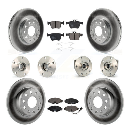 Hub Bearing Coated Brake Rotor & Pad Front Rear Kit (10Pc) For Volkswagen e-Golf