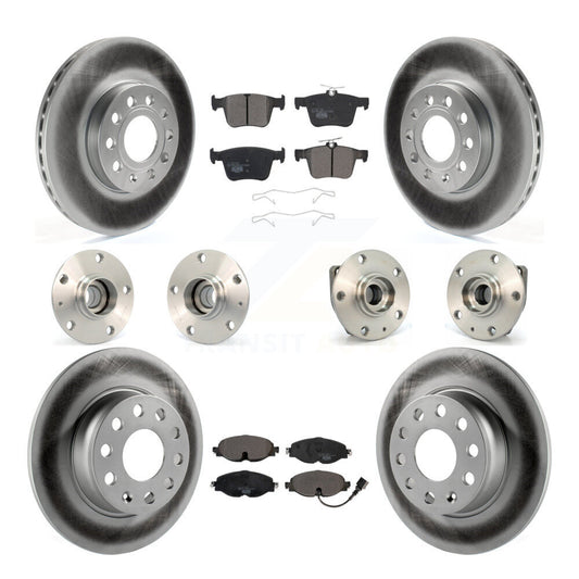 Hub Bearing Coated Brake Rotor & Pad Front Rear Kit (10Pc) For Volkswagen e-Golf
