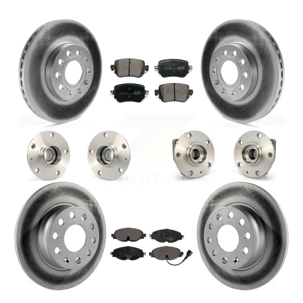 Hub Bearing Coated Brake Rotor And Pad Front Rear Kit (10Pc) For Volkswagen Golf