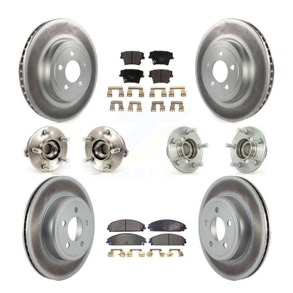 Hub Bearing Coated Brake Rotor Pads Front Rear Kit (10Pc) For Chrysler 300 Dodge
