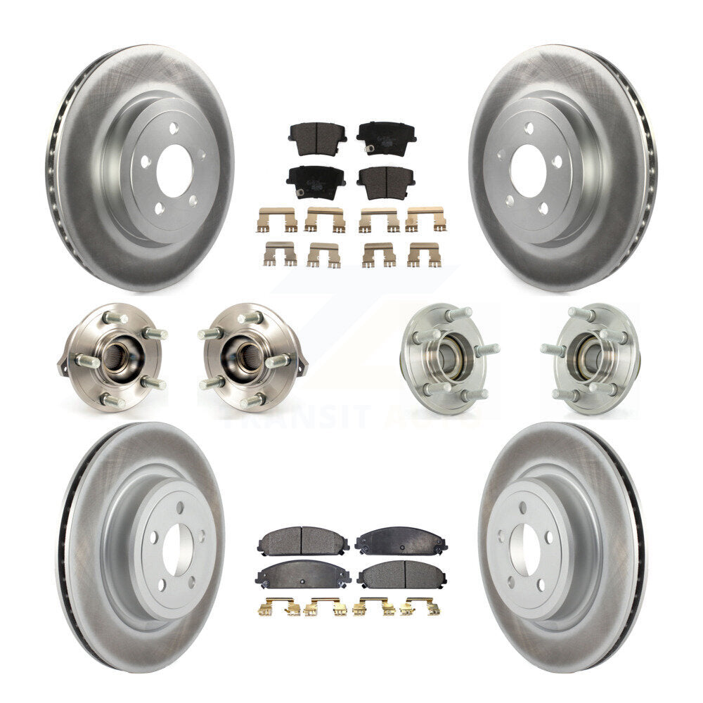 Hub Bearing Coated Disc Brake Rotor Pads Front Rear Kit (10Pc) For Dodge Charger