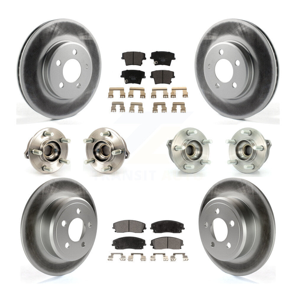 Hub Bearing Coated Brake Rotor & Pad Front Rear Kit (10Pc) For Dodge Charger 300