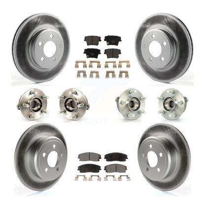 Hub Bearing Coated Brake Rotor & Pad Front Rear Kit (10Pc) For Dodge Charger 300