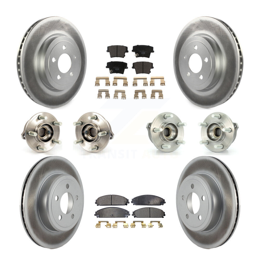 Hub Bearing Coated Brake Rotor Pads Front Rear Kit (10Pc) For Chrysler 300 Dodge