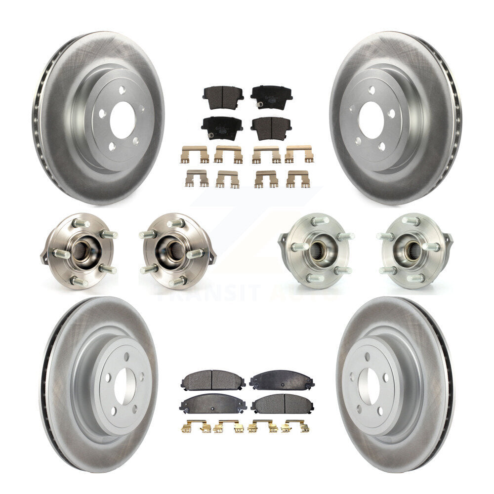 Hub Bearing Coated Disc Brake Rotor Pads Front Rear Kit (10Pc) For Dodge Charger