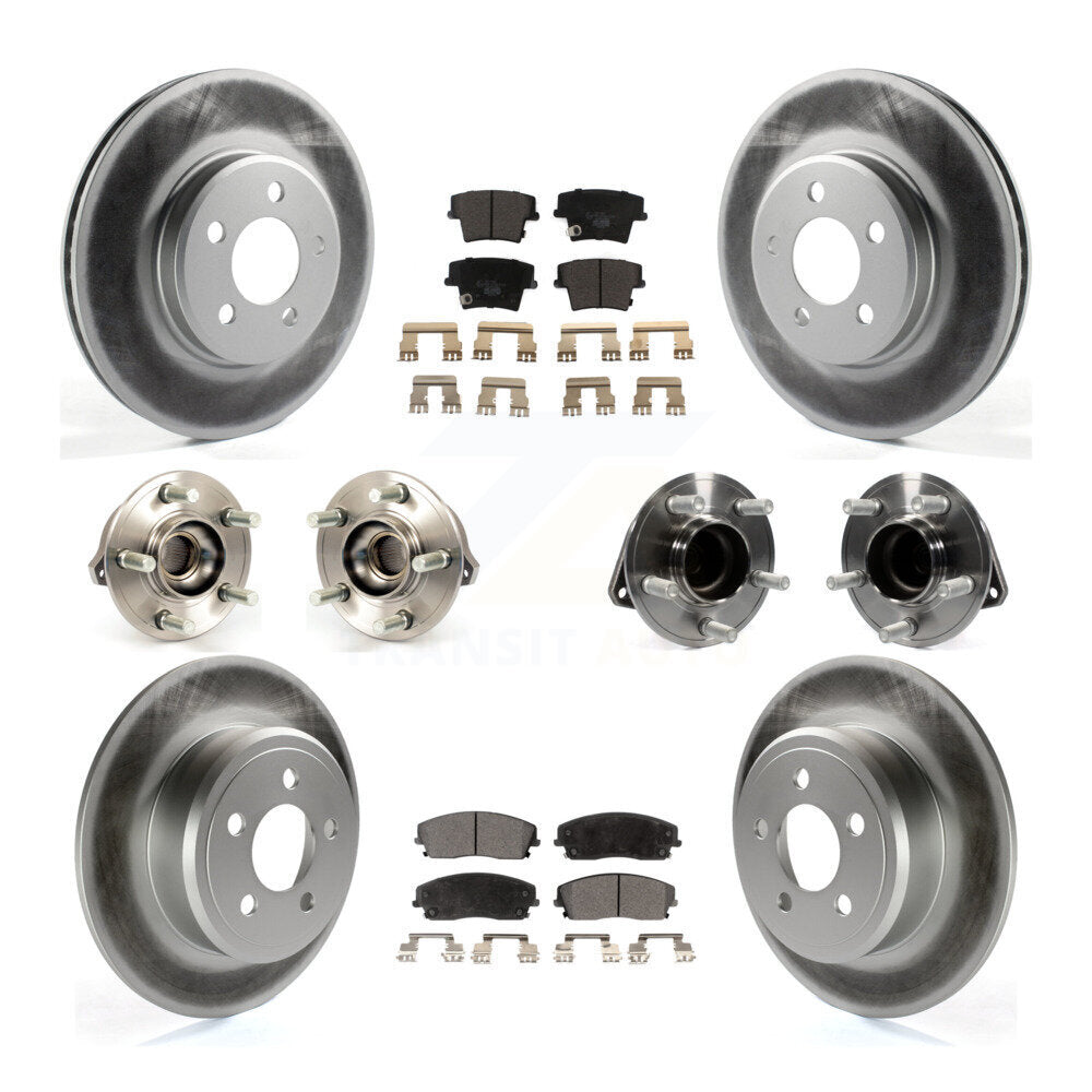 Hub Bearing Coated Brake Rotor Pads Front Rear Kit (10Pc) For Chrysler 300 Dodge