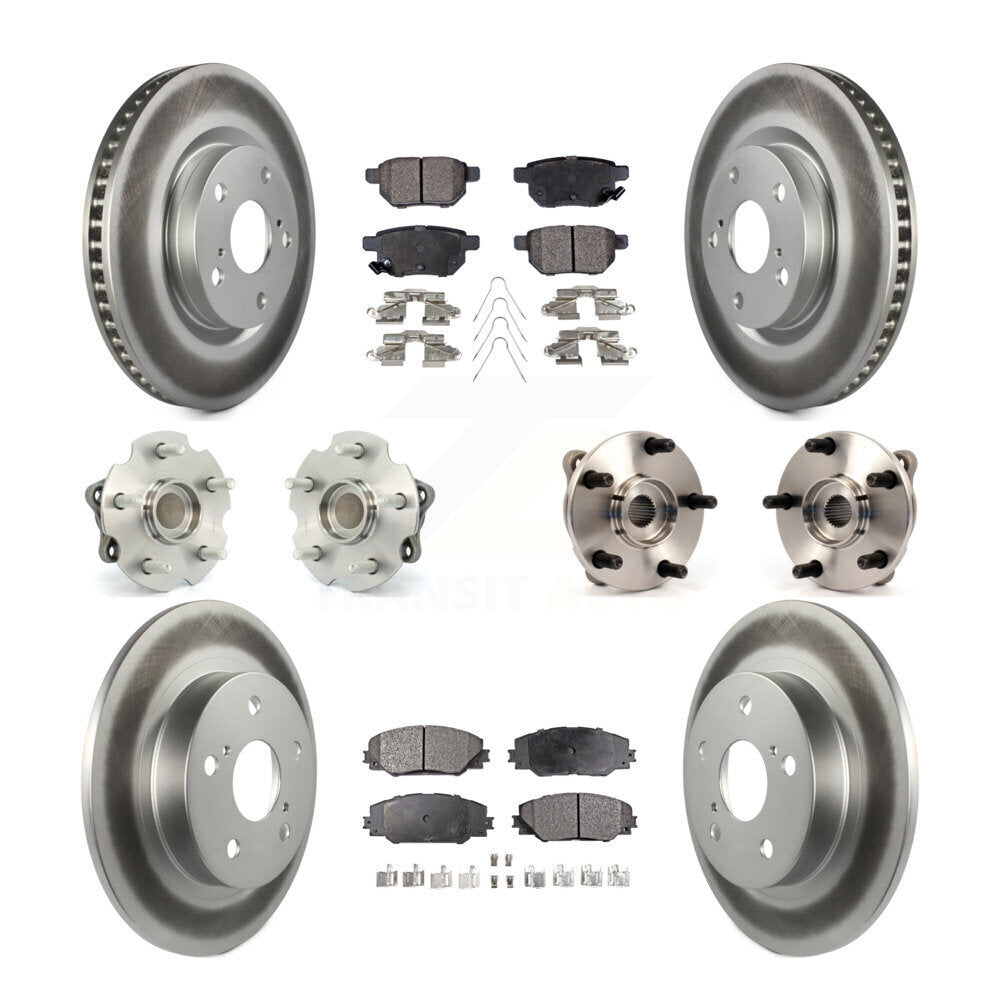 Hub Bearing Coated Disc Brake Rotors And Pads Front Rear Kit (10Pc) For Scion tC