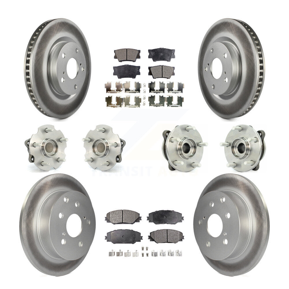 Hub Bearing Coated Disc Brake Rotor & Pads Front Rear Kit (10Pc) For Toyota RAV4