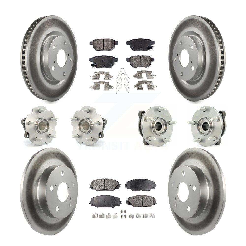 Hub Bearing Coated Disc Brake Rotors And Pads Front Rear Kit (10Pc) For Scion tC