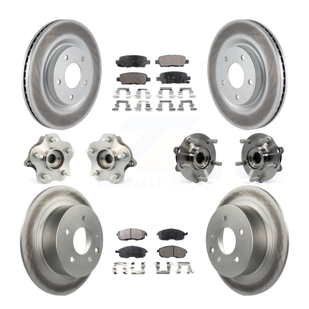 Hub Bearing Coated Disc Brake Rotor & Pads Front Rear Kit (10Pc) For Nissan Juke