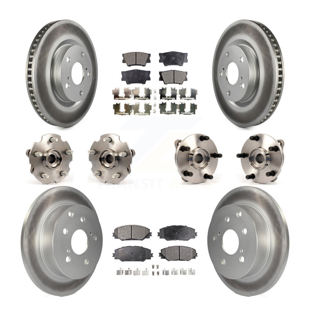 Hub Bearing Coated Disc Brake Rotor & Pads Front Rear Kit (10Pc) For Toyota RAV4