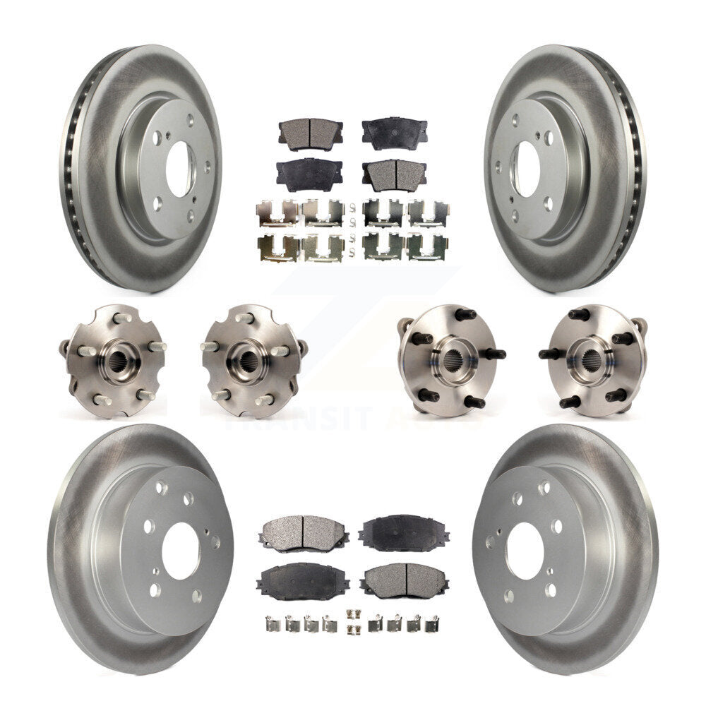 Hub Bearing Coated Disc Brake Rotor & Pads Front Rear Kit (10Pc) For Toyota RAV4