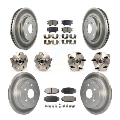 Hub Bearing Coated Disc Brake Rotor & Pads Front Rear Kit (10Pc) For Toyota RAV4