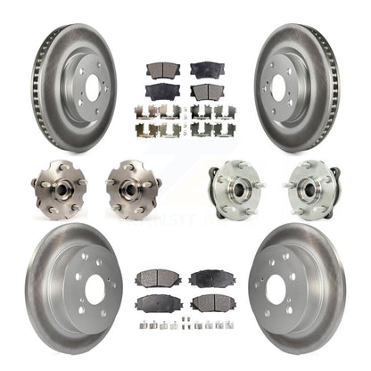 Hub Bearing Coated Disc Brake Rotor & Pads Front Rear Kit (10Pc) For Toyota RAV4