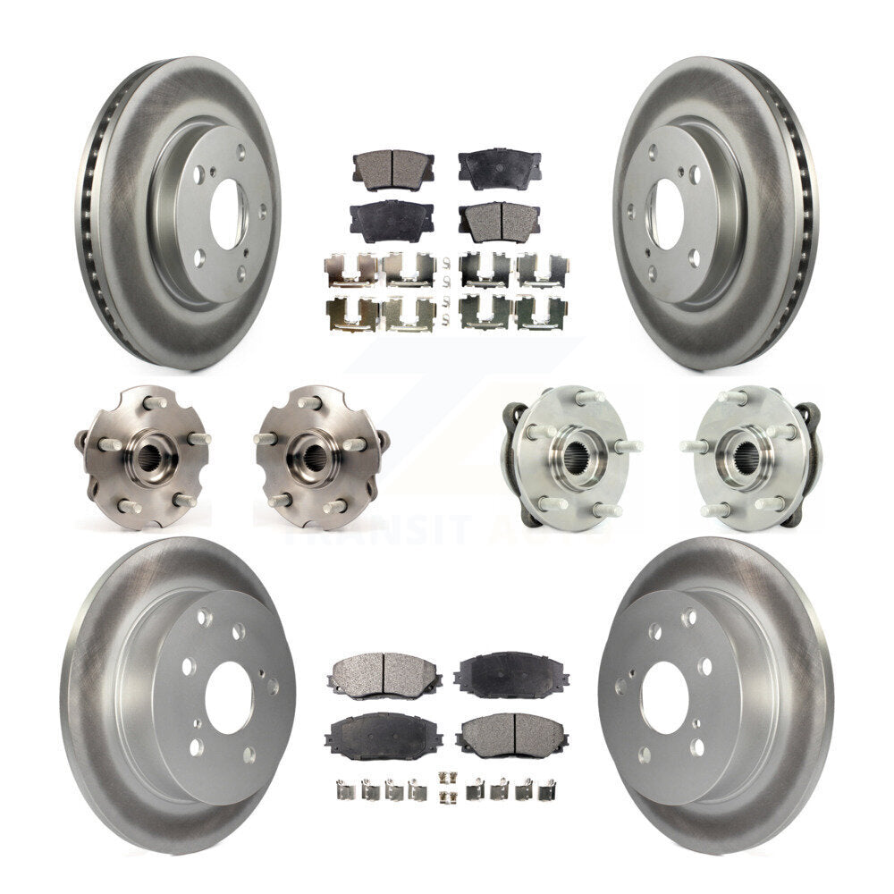 Hub Bearing Coated Disc Brake Rotor & Pads Front Rear Kit (10Pc) For Toyota RAV4