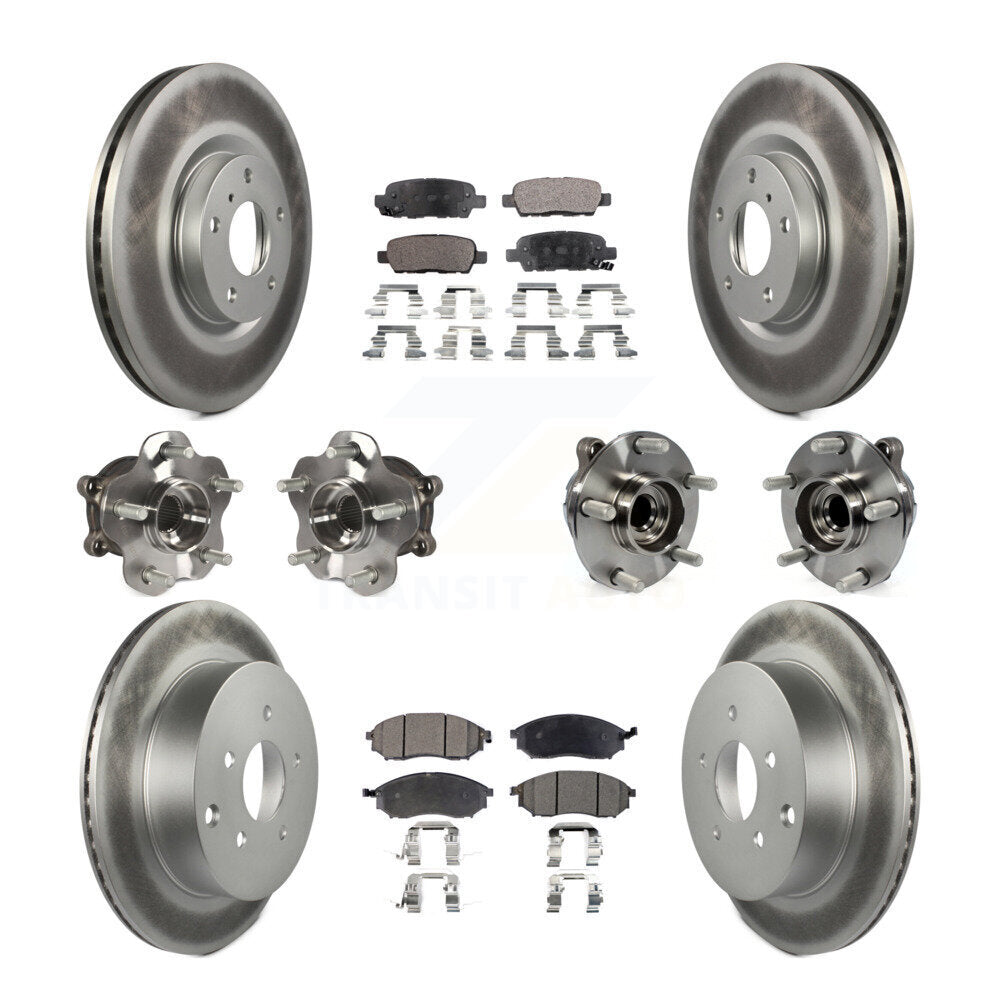 Hub Bearing Coated Brake Rotor & Pad Front Rear Kit (10Pc) For INFINITI QX70 RWD