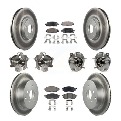 Hub Bearing Coated Brake Rotor & Pad Front Rear Kit (10Pc) For INFINITI QX70 RWD